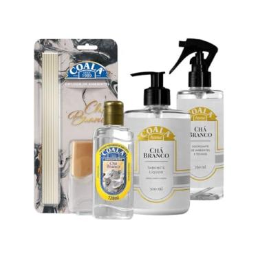 Imagem de Coala Kit Chá Branco Limpador Perfumado, Difusor de Ambientes, Sabonete Líquido e Odorizante
