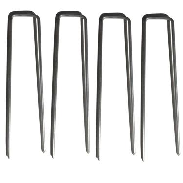 Imagem de Pinos de estacas de jardim, 22 peças de 15 cm galvanizado para paisagens de jardim, grampos de jardim, grampos de jardim, pinos de paisagem em forma de U para cerca de ancoragem, tecido e grama