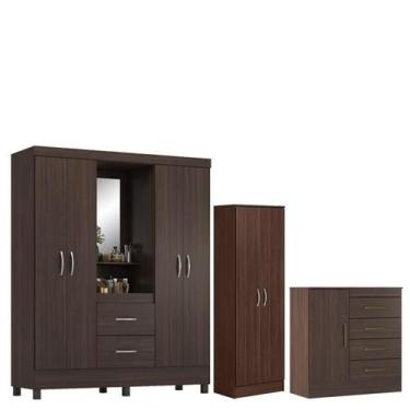 Imagem de Guarda Roupa Casal Capelinha Lord com Multiuso Golden com Cômoda Monte