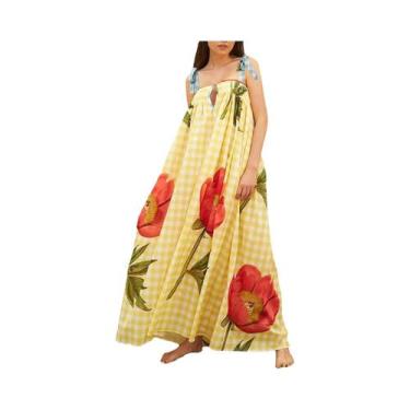 Imagem de Sexy Impressão Casual Solto Vestido De Férias Estilo Europeu Americano