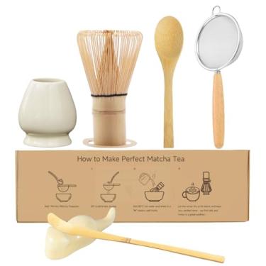 Imagem de JavaNest Conjunto de 6 Batedores de Bambu Matcha- Inclui Batedor Chasen, Suporte para Batedores, Peneira de Aço Inoxidável, Concha de Bambu, Colher e Suporte para Colheres- Perfeit (Conjunto De 6 Peça