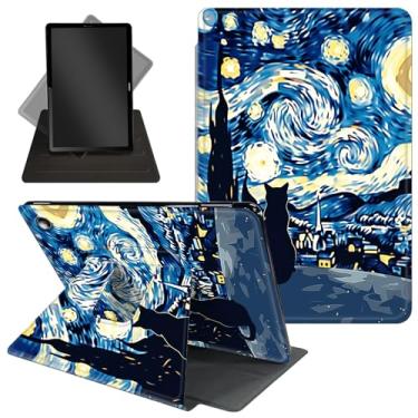 Imagem de Capa protetora para Amazon Kindle Fire Max 11 (versão 2023 13ª geração), suporte giratório de 360 graus com recurso de ativação/suspensão automática para tablet Kindle Fire Max 11, gato noite