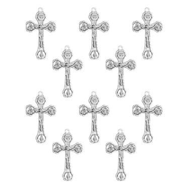 Imagem de COTTVOTT Pingente católico da cruz de São Bento/São Judas pingente de crucifixo sagrado com medalhas de Cristo Jesus e Virgem Maria, colar de rosário para fazer suprimentos DIY presentes religiosos