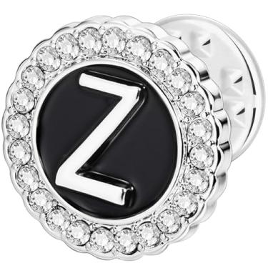 Imagem de HAWSON Alfinetes de lapela com inicial A-Z, alfinetes de gravata personalizados de ouro/prata 18K para ternos, gravatas, chapéus, homens e mulheres, Latão, Sem Pedra Preciosa