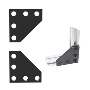 Imagem de Akso Aoyupe Conector de alumínio reto em forma de L 6063, conector de montagem de perfil de alumínio 2020, ânodo preto, 2 peças