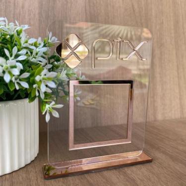 Imagem de Placa Pix Acrílico com Suporte  Personalizada para Balcão  Pagamento Q