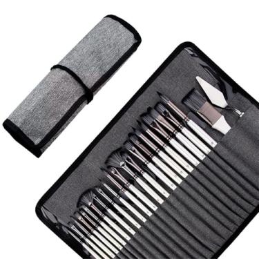 Imagem de Conjunto de pincéis artísticos com bolsa de lona, pincéis de acrílico de cerdas de nylon para modelagem, arte, acrílico, aquarela, pintura a óleo e guache, pintura rupestre, arte de unhas faciais