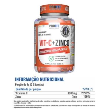 Imagem de Vitamina c + zinco 60 caps profit