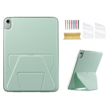 Imagem de Dteck Capa traseira para iPad de 11 polegadas (A16) 2025 e iPad de 10,9 polegadas (10ª geração) versão 2022 com suporte/2 películas protetoras de tela/1 Stylus, capa protetora ultrafina e leve, verde