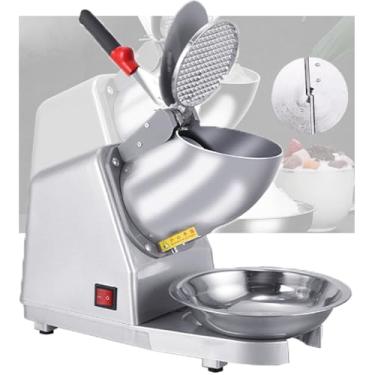 Imagem de Triturador de gelo elétrico comercial, máquina de granizado potente, lâminas duplas e tampas, alça antiderrapante, espessura ajustável, com porta de drenagem, duas calhas de gelo