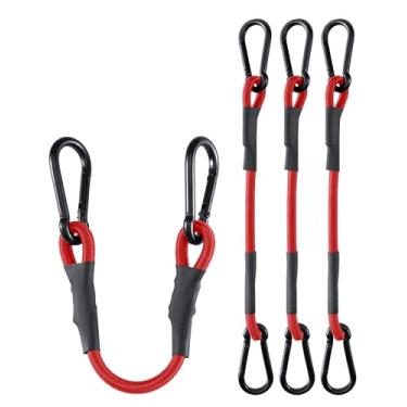 Imagem de Pacote com 8 cabos elásticos resistentes de 45 cm com mosquetão, tiras elásticas de força máxima de 86 kg para carga, bicicleta, carrinho, rack de teto, caminhão, barraca, acampamento, motocicleta