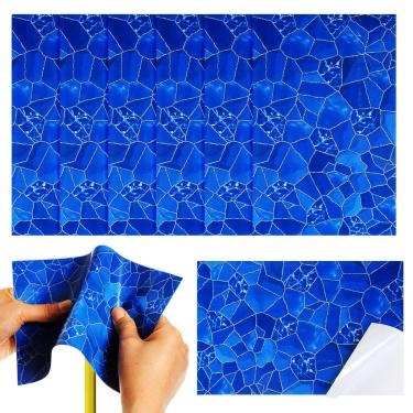 Imagem de Yexiya 6 peças de adesivos de reparo de piscina de PVC 21 x 13 cm - Kit de adesivos de vinil resistente para piscinas acima do solo, colchão de ar, barcos infláveis, tendas (mármore, safira)