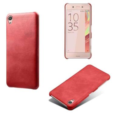 Imagem de Capa para Sony Xperia X,Proteção contra quedas,Casca de volta de cor sólida simples,Design de couro de imitação de plástico-Red