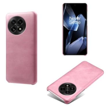 Imagem de Capa para Oneplus 13,Proteção contra quedas,Casca de volta de cor sólida simples,Design de couro de imitação de plástico-Pink