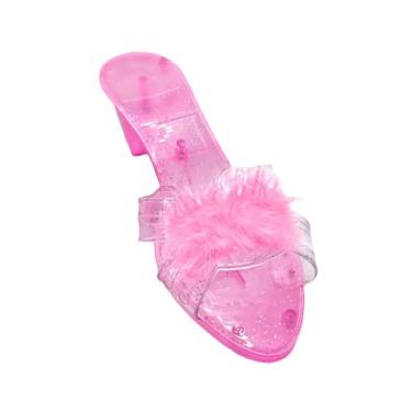Imagem de Almencla Sapatos de princesa, sandálias de gelatina, brinquedos de faz de conta, sapatos de salto alto para brincadeiras de faz de conta, dia crianças, Rosa