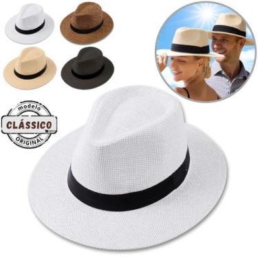 Imagem de Chapéu Panamá Palha Aba Larga Moda Masculino Feminino Praia Casual Fes