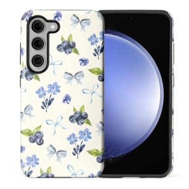 Imagem de ilikediy Capa para Samsung Galaxy S23 Plus, HL2 Aesthetic Blueberry Bow Tie Hybrid 2 Layer Hard Shell Silicone Protective Pattern Design Case