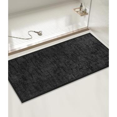 Imagem de YIHOUSE Tapete de banheiro 40 x 81 cm, antiderrapante de secagem rápida, tapete de banho fino para banheiro, ajuste absorvente, embaixo da porta, lavável na máquina, pilha baixa para pia, chuveiro