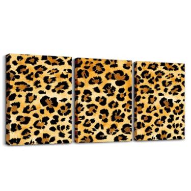 Imagem de Feelyou Arte de parede em tela de leopardo marrom de 3 peças para sala de estar, guepardo, escritório, decoração de parede, pôsteres de 30 cm x 40,6 cm x 3 peças, arte de parede de banheiro para