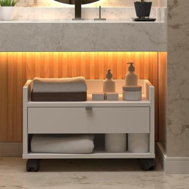 Imagem de Gabinete Para Banheiro Prisma - Mdp Gaveta E Nicho Off White - J3 Móveis Off White