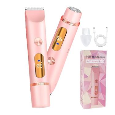 Imagem de XYOUWEI Aparador de biquíni feminino, barbeador elétrico 2 em 1 para mulheres, barbeador elétrico recarregável, IPX7 à prova d'água, aparador de pelos corporais, molhado/seco, para axilas, pernas