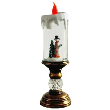 Imagem de Brabola Velas de Natal sem chama, luzes de globo de neve, boneco de neve, velas falsas operadas por bateria para decoração de casa de Natal, mesa de centro de mesa, decorações de casamento e férias