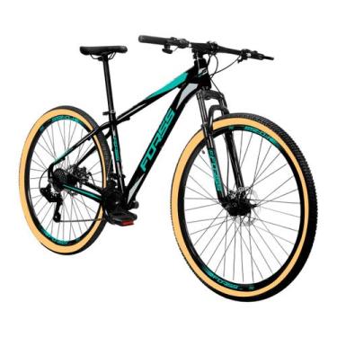 Imagem de Bicicleta aro 29 masculina forss 5.0 21v, 19, Preto fosco, Turquesa