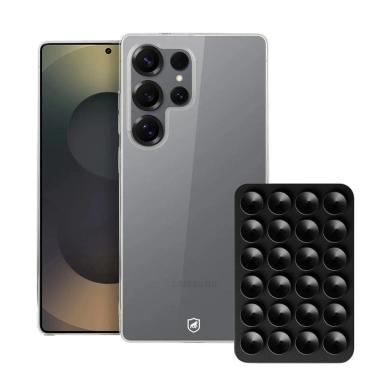 Imagem de Kit capinha Crystal Slim para Galaxy S25 Ultra Ventosa Preta