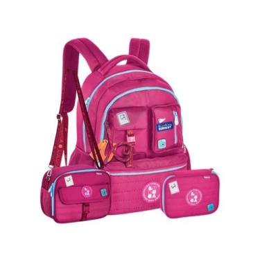 Imagem de Kit Mochila Costas Luluca Lancheira Térmica E Estojo Juvenil, Rosa