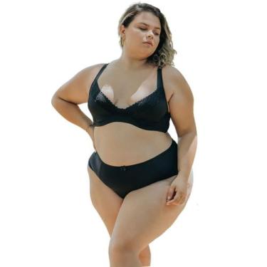 Imagem de Conjunto Plus Size Microfibra Sem Bojo Calcinha Cós Alto - Sou Gata e 