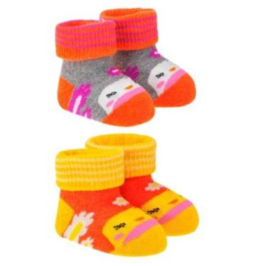 Imagem de Kit 02 Pares Meias Pantufa PASSARINHO para Bebê Recém Nascido - Dallf