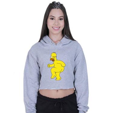 Imagem de Cropped Moletom Feminino Simpsons Homer BumBum - Lafre, Cinza, M