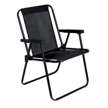 Imagem de Cadeira De Praia Alta Camping Parque Dobrável Mor Cor Preto
