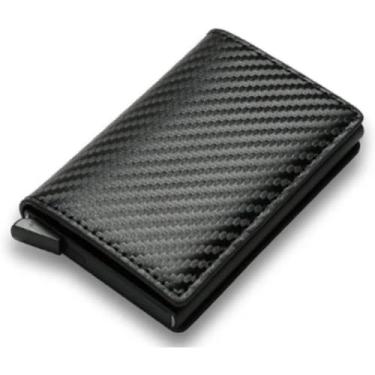 Imagem de Carteira Slim Porta Cartão Antifurto Proteção RFID Preta