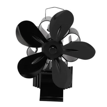Imagem de Luocute Fan do Fogão a Lenha Fentro de Lareira Alimentado por Calor Non Elétrico, Faning Térmico 5 Lâminas Com Termômetro Magnético Acessórios para Queimadores de Lareira, Operação