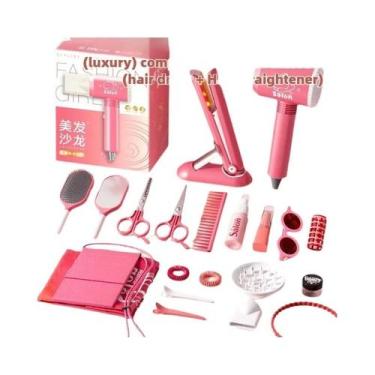 Imagem de Conjunto De Maquiagem Para Meninas Com Varinha De Cabelo E Secador De 