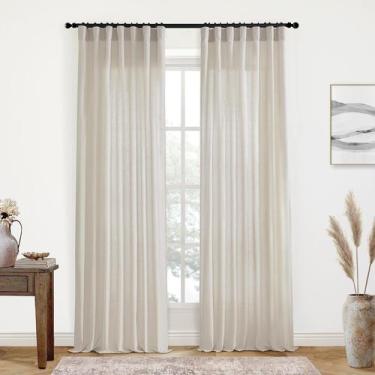 Imagem de Cortinas XTMYI Oatmeal Beige, 214 cm de comprimento, sala de estar, 2 
