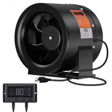 Imagem de FICBXRA Ventilador de duto em linha de 25 cm com controlador WiFi de umidade e temperatura - Ventilador de exaustão de ventilação de motor EC para impulsionador de resfriamento de aquecimento