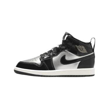 Imagem de Tênis infantil Jordan 1 Mid SE (FZ3937-001, preto/prata metálico/vela/dourado metálico), Preto/prata metálico/vela/ouro metálico, 11 Little Kid