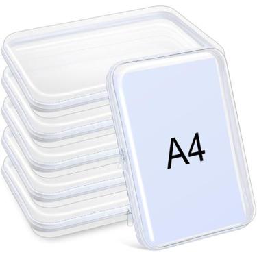 Imagem de Bolsas para lápis Sanwuta Clear Hard Plastic Zipper, 6 unidades