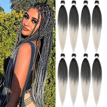 Imagem de Cabelo trançado Ubeleco, textura de yaki pré-esticada, 90 cm, 8 pacote