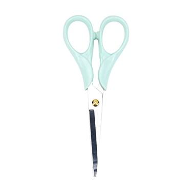 Imagem de Tesoura verde clara multiuso de aço inoxidável de 16,5 cm para escritório, tecido ergonômico e confortável para artesanato