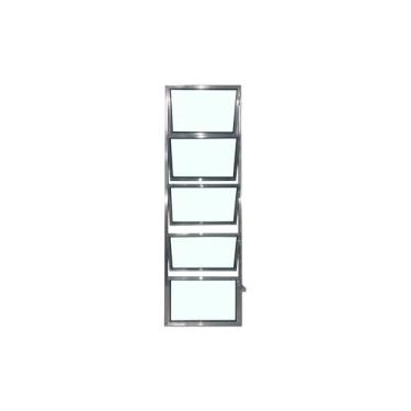 Imagem de Vitrô Basculante 1 Seção 100x40 Linha Esmeralda – Alumínio Brilhante, Vidro Liso 3mm – Lumineziri Esquadrias