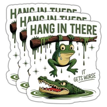 Imagem de (3 peças) Adesivos Hang in There It Gets Worse Citações Engraçadas Decalque Adesivos de Vinil Impermeável Adulto para Laptop Kindle Copo de Carro Garrafa de Água Caneca Telefone Notebook Capacete