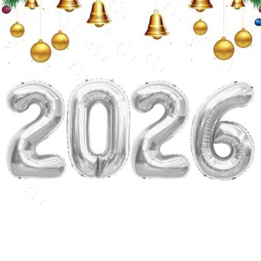 Imagem de Balões de 2026, balões com números de 101 cm, balões de feliz ano novo para artigos de festa de ano novo de 2026, balões de formatura número decorações classe de 2026, decorações de festa de