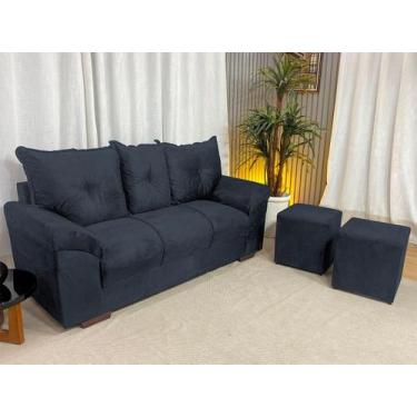 Imagem de Sofá 3 Lugares Chile com Puff Alpoim Cinza 606