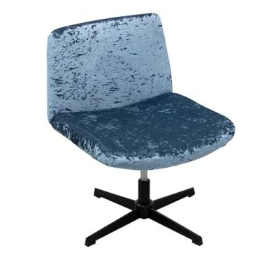 Imagem de Kitegrese Capa para cadeira sem braços cruzada, capa para assento de mesa de escritório com detalhes largos no meio das costas, para cadeiras de computador e toucador (cinza azul)