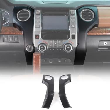 Imagem de LLKUANG ABS Console central ar condicionado saída de ar decoração moldura capa guarnição para Toyota Tundra 2014-2020 modificação acessórios (preto fosco (3 peças))
