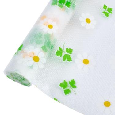 Imagem de MAYJOYDIY Forro de prateleira de EVA de margarida e folha, 30 cm, antiderrapante, não adesivo, para gaveta, papel transparente à prova d'água, para prateleiras de armário, mesas de armazenamento