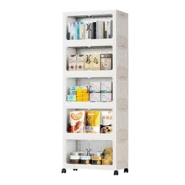Imagem de Armário Organizador Dobrável com Rodas 360°, 5 Camadas, 60x35x161.5cm, Caixa de Armazenamento Multiuso para Casa, Quarto, Cozinha, Escritório